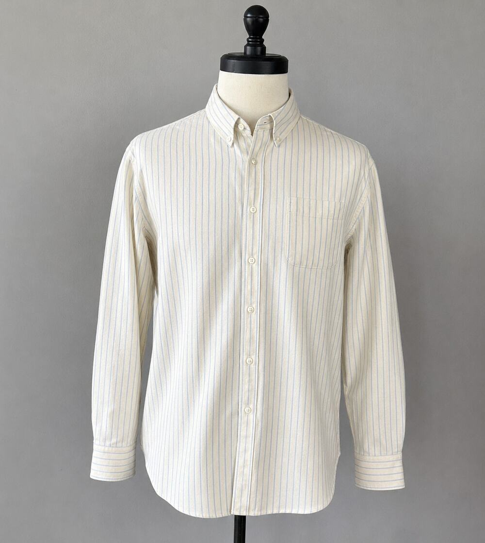 Lands' End Supima No Iron Oxford Shirt 17.5-35 Blue Stripe Men's